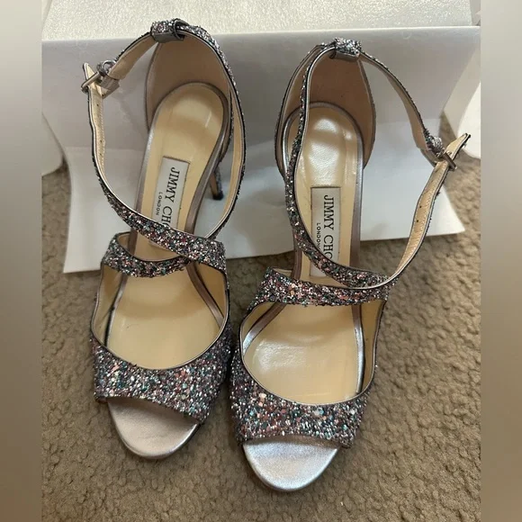 Jimmy Choo Emily 85 Glitter Heels